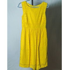 J. Crew - Yellow Lace Overlay A-Line Dress